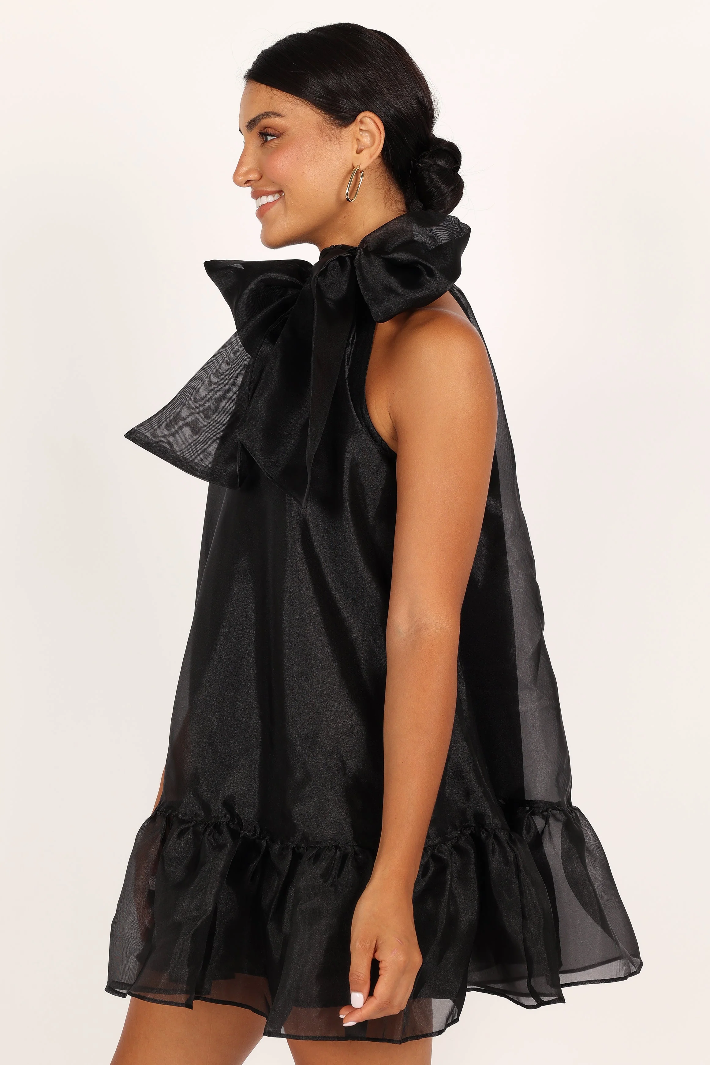 Sophia Bow Mini Dress - Black - Image 6